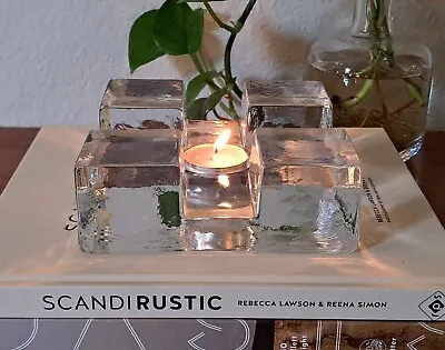 Vintage Scandi Square Ice Block Candle Holder MCM Unique Design 5.75  • $35.50