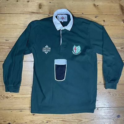 London Irish Vintage Rugby Shirt Small Guinness Logo Cotton Oxford   • £85