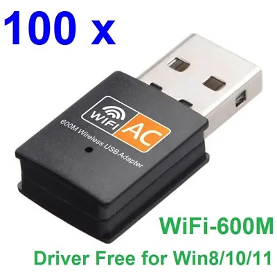 Lot 100 X Mini Dual-Band USB WiFi Wireless Adapter Network Card 600Mbps 2.4/5.8G • $69