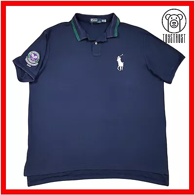 Polo Ralph Lauren Mens Polo Shirt Wimbledon 2009 XXL 2XL Custom Fit Blue BigPony • £32.99