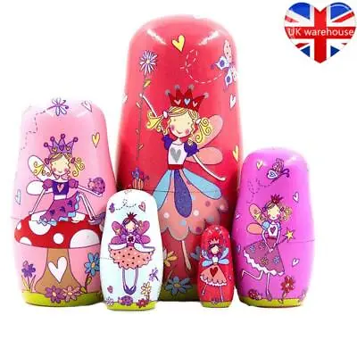 Children Matryoshka Russian Dolls New Kids Wooden Wishing Doll Angel Nesting UK • £10.24