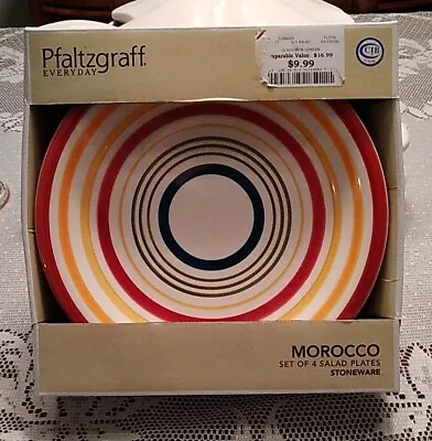 4x Pfaltzgraff MOROCCO RED Salad Plates 7.5  Stoneware Multicolor ~New In Box • $13.99