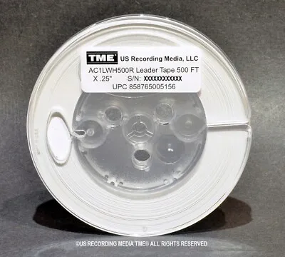 Open Reel Audio Leader Tape Solid White 1/4  X 500' On 5  Pro Reel By TME NEW!  • $15.98