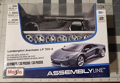 OPEN  MAISTO LAMBORGHINI AVENTADOR  GRAY Die Cast Model Kit Assembly Line 39234 • $20