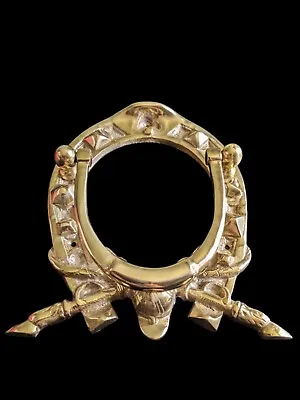 Vtg Solid Brass Made In Japan Ornate Metal Door Knocker Horse Jockey Equestrian  • $49