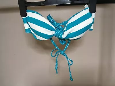 Marie Meili Turquoise/White Bikini Top Size 8 NEW • £7.95