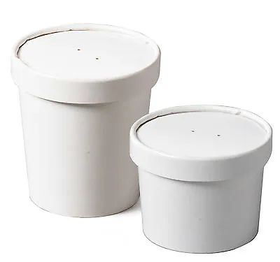 Heavy Duty Soup Containers & Lids Disposable Takeaway Ice Cream Tubs 12oz/16oz • £10.95