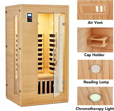 Wood 1 To 2 Person Dry Steam Sauna Low EMF Infrared Therapy Heater Home Spa MP3  • $1799.99