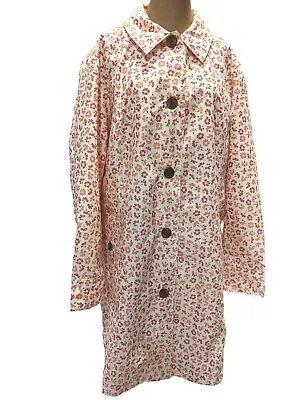 Lands End Rain Coat Trench Womens XL 18-20Pink Floral Fall Spring Jacket Slicker • $54.50