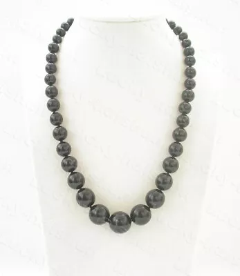 AAA GRADUATED 100% NATURAL 16MM ROUND BLACK CORAL NECKLACE 14K Clasp C1533 • $44.99