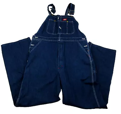 Dickies Mens Bib Overalls 38 X 32 Blue Denim Adjustable Straps • $24.88