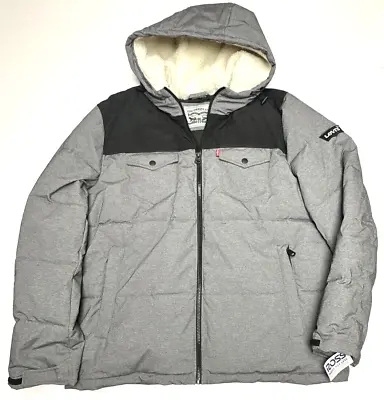 Levi's Mens Size XL Arctic Cloth Retro Bubble Puffer Jacket Gray Black LM9RP721 • $57.40