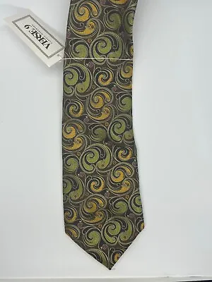 New Verse 9 Men's Silk Designer Tie - Green And Yellow Paisley • $25.99