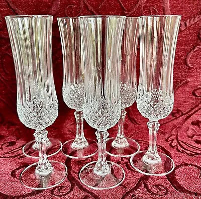 Cristal D'Arques-Durand 6 X Longchamp CHAMPAGNE FLUTES GLASSES 20.5cms  France • $65