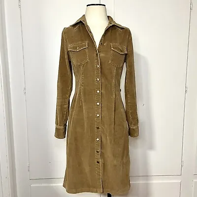 Vintage 90s/Y2K Moda International Brown Corduroy Long Trench Denim Jacket  • $32