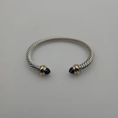 David Yurman Cable Classics Bracelet With Amethyst & 14k Gold 5mm Size Small • $220