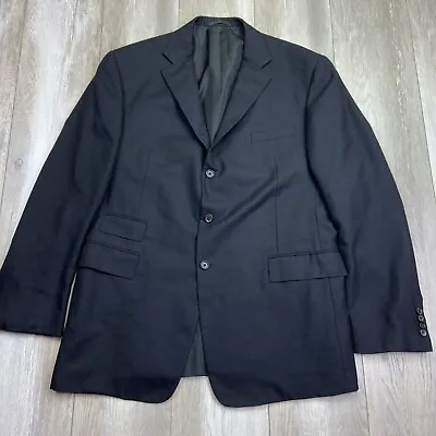 Ralph Lauren Purple Label RLPL Mens 48L Black Sport Coat Blazer 100% Wool Italy • $195