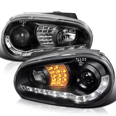 Black Fits 1999-2002 Vw Cabrio 99-06 Golf Mk4 Projector Headlights Led Signal • $202.99