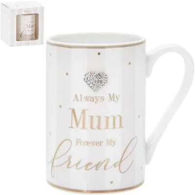 Mum Mug With Diamante Heart  Mad Dots Fine China Cup Mother's Day Gift Boxed • £8.49