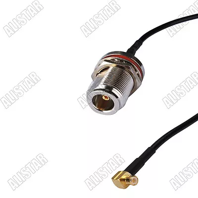 RG174 30cm MCX Male Plug Right Angle To N Female Bulkhead Type RF Pigtail Cable • $3.52