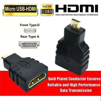 Convertor Gold Plated HDMI Female To Micro HDMI Male Type D Adapter For GoPro US • $5.99