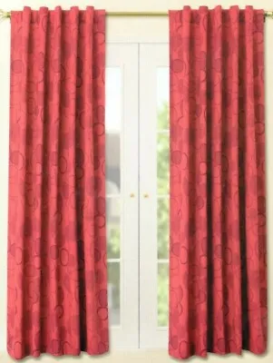 B&Q Kenton Red 100% Cotton Tunnel Top Curtains 59 X118  With A DIY Hem Kit • £29.99