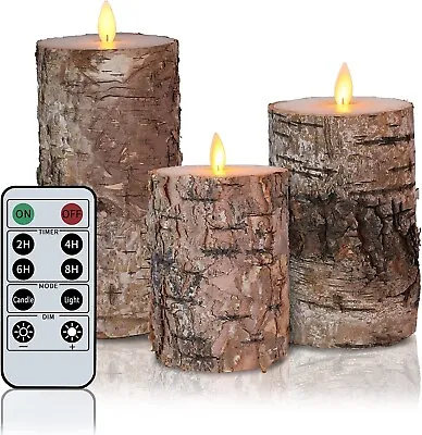 $42.50 • Buy 3 Pcs Flameless Birch LED Candles Moving Luminara Real Wax Battery Remote Timer