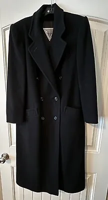 Vintage J Percy For Marvin Richards Women's Black Wool Long Coat Size 6 • $32.99