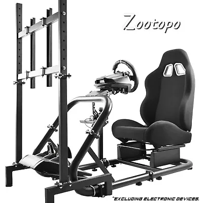 Zootopo Racing Simulator Cockpit Frame With Real Seat Fits Logitech G923 G29 • £79.99