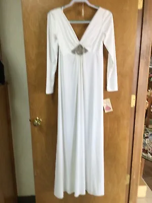 White Long Sleeve Vintage Gown V Neck • $50