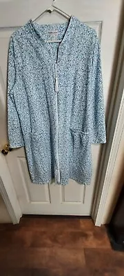 £16.12 • Buy Nwot Miss Elaine Xl Blue Floral Zip Front Robe