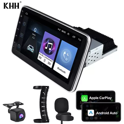 $134.59 • Buy Single 1DIN Rotatable 10.1'' Android 11 Touch Screen Car Stereo Radio GPS Wifi