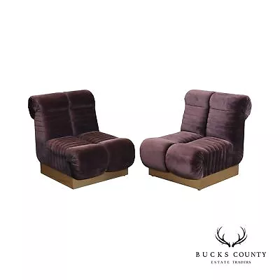 Edward Axel Roffman 1970's Modern Pair Slipper Lounge Chairs • $2395