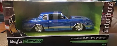 1986 Chevrolet Monte Carlo Ss Lowrider Candy Blue 1/24 Diecast Car Maisto New! • $18.99