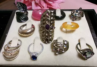 Vintage~now Fashion Glass/acrylic/assorted Fashion Costume Ring Lot • $7.99