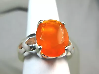 MEXICAN FIRE OPAL - Large Blazing-orange High-end .925 Sterling Ring 2.30ct • £140.08