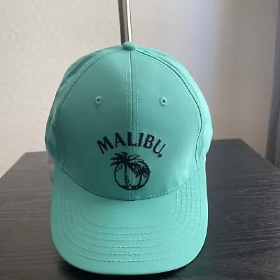 Malibu Rum Promo Baseball Hat Cap Tropic Like It's Hot Teal Black Embroidered • $10.75