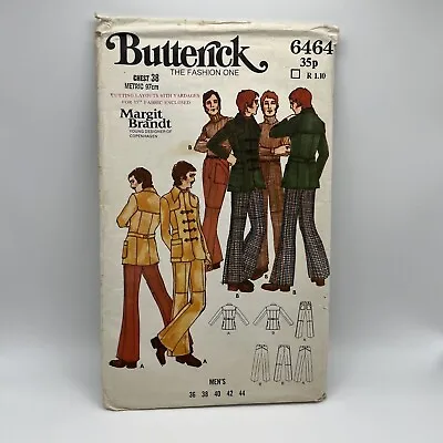 Vintage 1972 Butterick #6464 Mens Jacket & Trousers Sewing Pattern Chest 38 Rare • £32