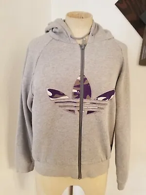 £18.37 • Buy Adidas Missy Elliot Sz M Zip Up Hoodie Fleece Jacket Gray Purple Camo Y2K 90s 