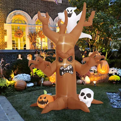 Large 2.4m Halloween Inflatable Pumpkin Ghost Tree LED Lights Yard Outdoor Decor • £39.95