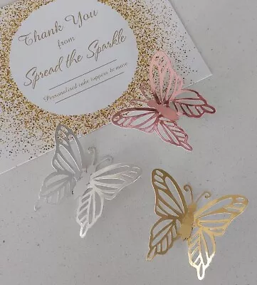 6x Butterfly Glitter Foil Mirror Cake Cupcake Toppers Cupcake Size • £3.80