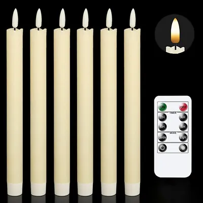 6PCS Flameless Taper Candles Light Flickering Battery Operated With Remote Timer • $20.88