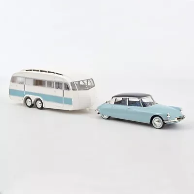 CITROEN DS19 Bleu Nuage + Caravane HENON 1/18 1959 • £135.92