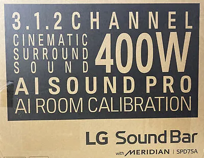 LG SPD75A 3.1.2 Ch. 400W Output MERIDIAN Audio Sound Bar With Dolby Atmos • $375