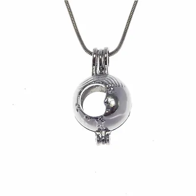 Alloy Moon Star Pearl Cage Pendant Aromatherapy Oil Diffuser Locket Necklace • $4.38