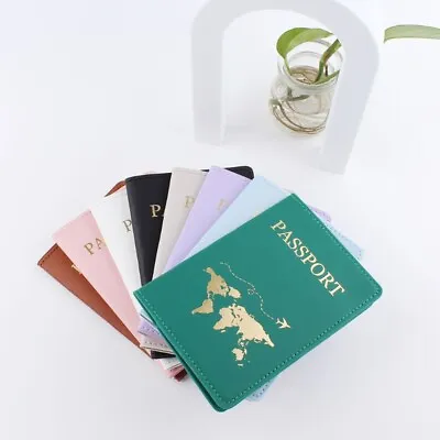 $14.42 • Buy PU Leather Passport Holder World Map Thin Slim Personalized Travel Wallet Gift