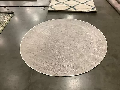 BEIGE / CREAM 5' X 5' Round Stained Rug Reduced Price 1172667513 RFT670A-5R • $63