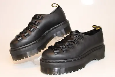 Dr. Martens Womens Size 6 37 Black Leather Ribbon Lace Up 5-Eye Platform Shoes • $130