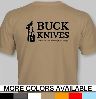 BUCK KNIVES Retro T-Shirt 50/50 Cotton Blend Knife Blade Forge Buckmaster Case • $22