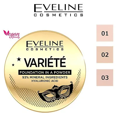 Eveline Variete Face Powder Compact With Mirror Foundation + Sponge Vegan 8g • £8.99